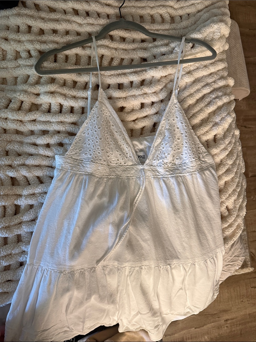 Princess Polly White Eyelet Lace Tiered Cami dress